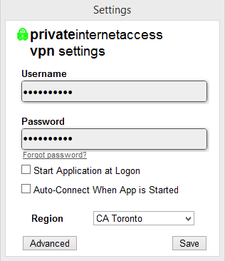 Configurações de VPN de acesso privado à Internet para o Dilúvio