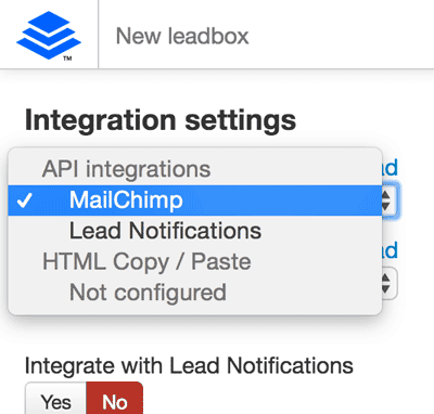 Pilih MailChimp