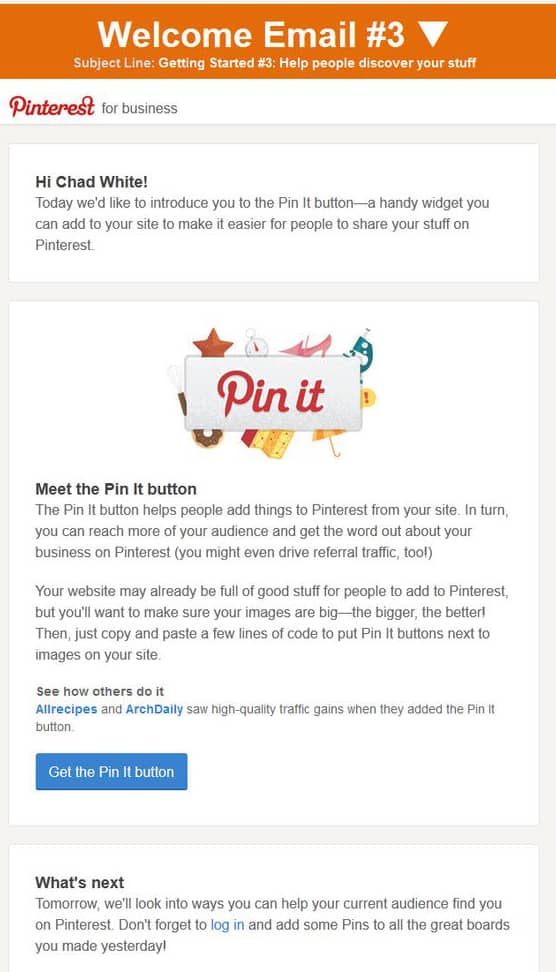 Pinterest 3rd البريد الإلكتروني