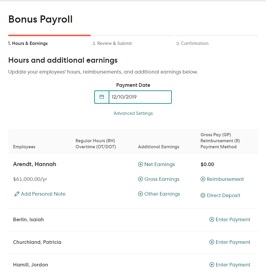 gusto payroll มีตัวเลือกการจ่ายโบนัส