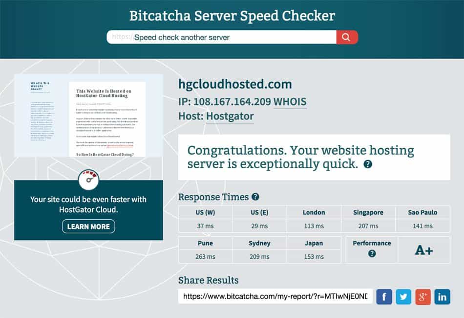 HostGator Cloud Server Speed