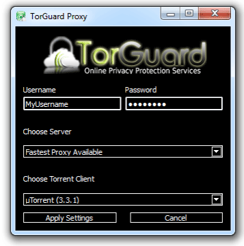 Penyediaan mudah Torguard uTorrent