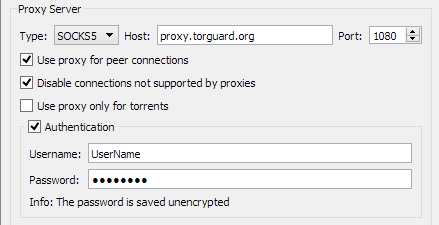 Postavke Torguard proxyja (Qbittorrent)