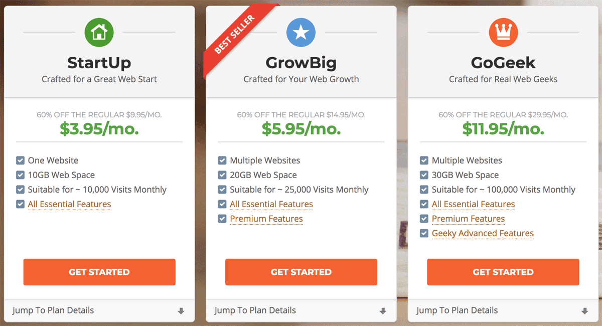 SiteGround Paylaşılan Ana Bilgisayar Fiyatlandırması