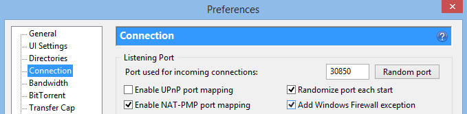uTorrent automatické mapování portů